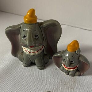 Disney DUMBO Gray Elephant Figurine Duo with Gold Hats